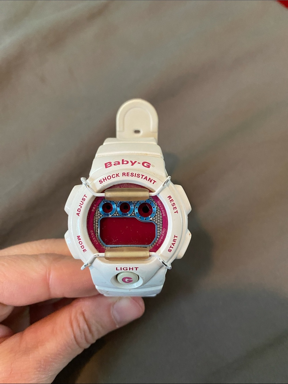 Casio - Baby G -White Shock Resistant Digital Watch - Pink Accents